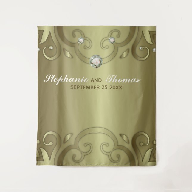 Elegant Luxury Vintage Victorian Gold Wedding Tapestry (Front)