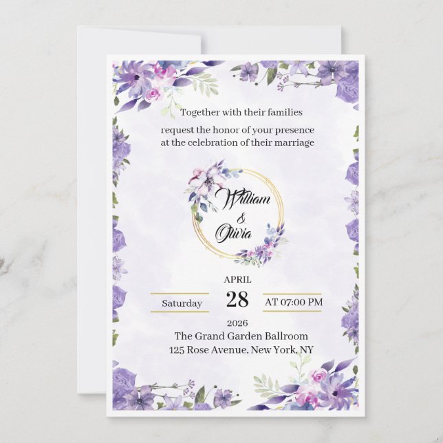 Elegant Luxury Wedding Invitation Template | Moder (Front)