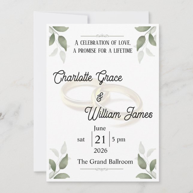 Elegant Luxury Wedding Invitation Template | Timel (Front)
