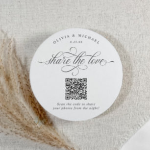 Elegant Luxury Wedding Photo Sharing QR Code Round Paper Coaster