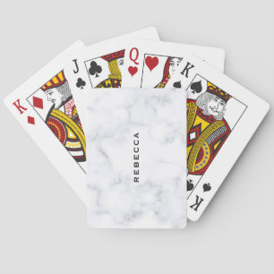 Elegant Luxury White Grey Faux Marble Playing Cards