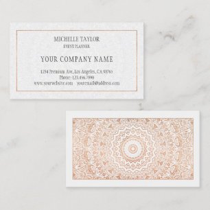 Elegant Luxury White Rose Gold Mandala Glamour Business Card