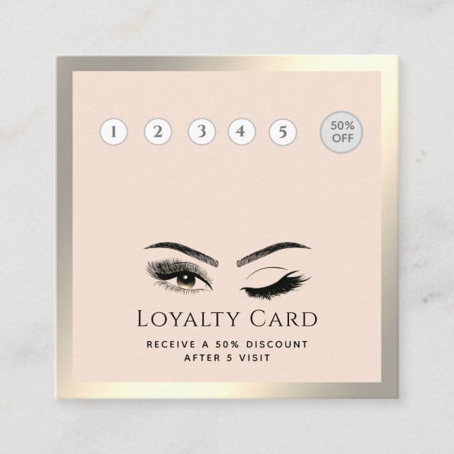 Elegant luxury wink lashes makeup eye aftercare loyalty card (Front)
