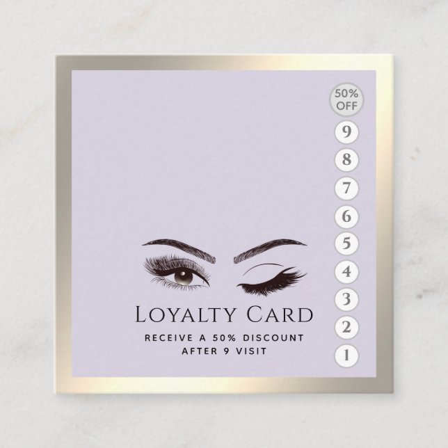 Elegant luxury wink lashes makeup eye aftercare loyalty card (Front)