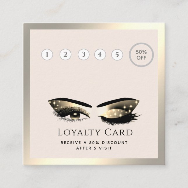 Elegant luxury wink lashes makeup eye aftercare loyalty card (Front)