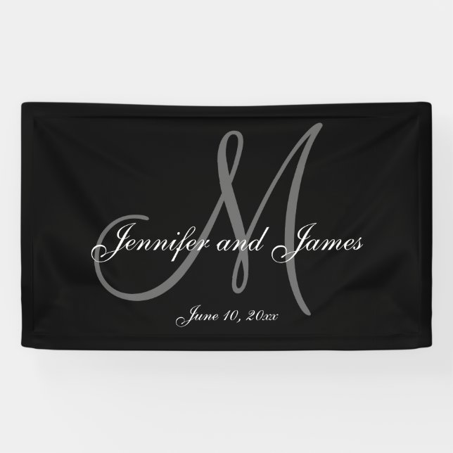 Elegant M Monogram Wedding Banner (Horizontal)