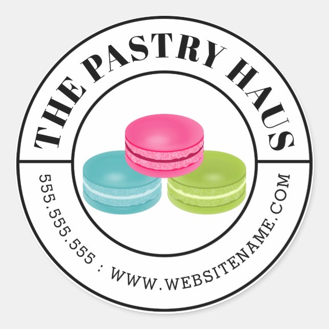 Elegant Macaron and Curved Text Classic Round Sticker (Front)