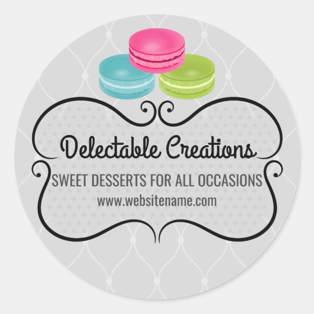 Elegant Macaron Bakery Box Seals (Front)