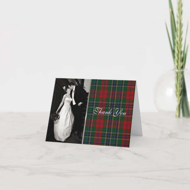 Elegant MacLean Plaid Photo Thank You Card (Front)