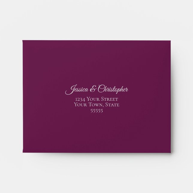Elegant Magenta and Silver Lace Wedding RSVP Envelope (Front)