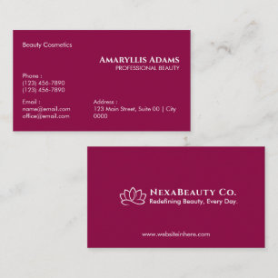 Elegant Magenta Beauty Cosmetics Esthetician Business Card