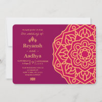 Elegant Magenta Gold Hindu Mandala Indian Wedding