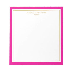 Elegant Magenta Gold Personalised Notepad