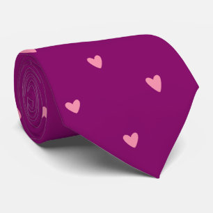 Elegant Magenta Heart Pattern Necktie for Weddings