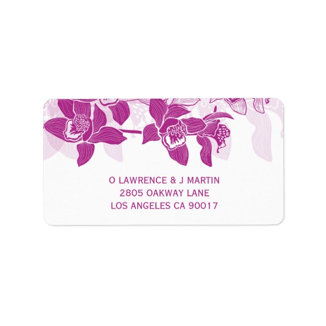 Elegant Magenta Orchids Floral Label (Front)