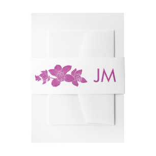 Elegant Magenta Orchids Monogram Floral Wedding Invitation Belly Band