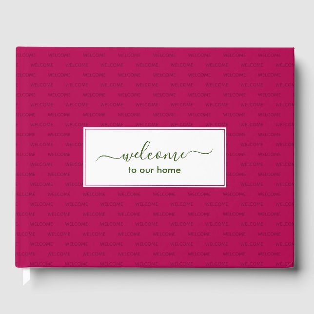 Elegant Magenta Pink Custom WELCOME TO OUR HOME  Guest Book (Front)