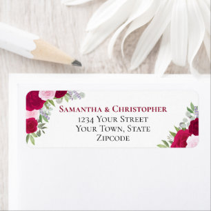 Elegant Magenta Pink Floral Wedding Return Address