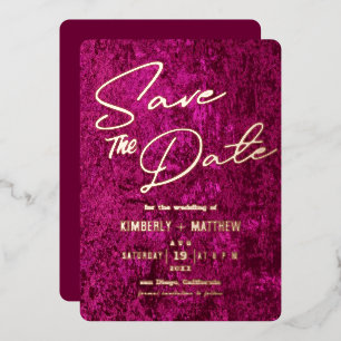 elegant magenta pink gold Save the date Wedding 