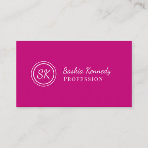 Elegant Magenta Pink Script Professional Monogram Business Card