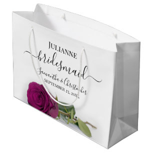 Elegant Magenta Plum Rose Posh Bridesmaid Wedding Large Gift Bag