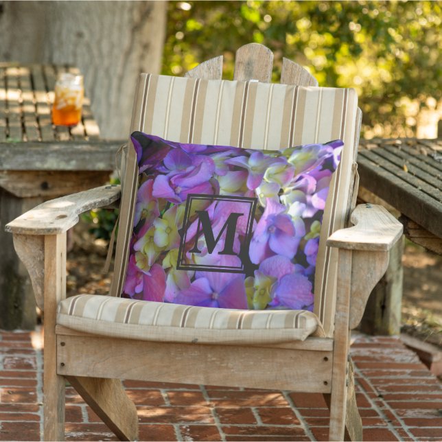 Elegant Magenta Purple blue Hydrangeas flowers Cushion (Chair)