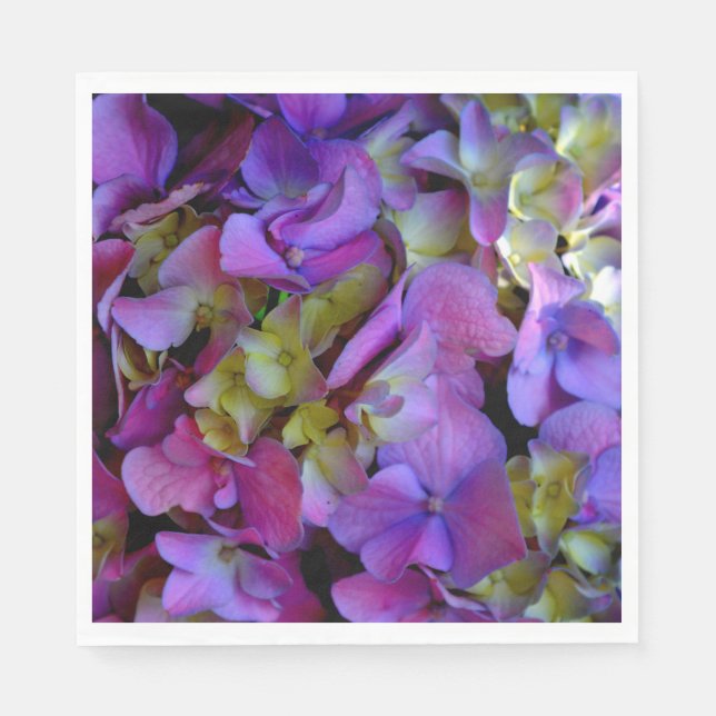 Elegant Magenta Purple blue Hydrangeas flowers Napkin (Front)