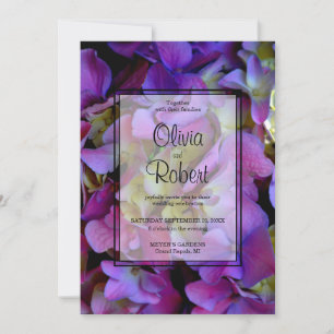Elegant Magenta Purple Hydrangea flower Wedding Invitation