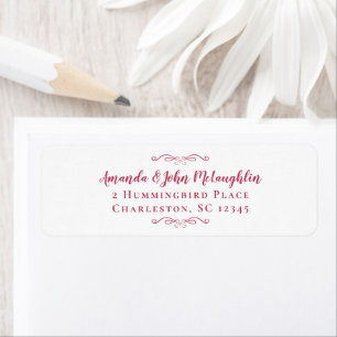 Elegant Magenta Red Calligraphy Return Address