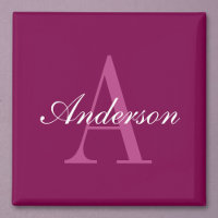Elegant Magenta Red, Pink & White Name & Monogram