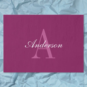Elegant Magenta Red, Pink & White Name & Monogram Tissue Paper