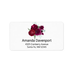 Elegant Magenta Rose Floral Bouquet Label