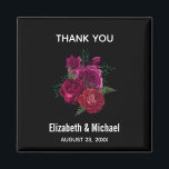 Elegant Magenta Rose Floral Bouquet Wedding Magnet<br><div class="desc">A favour magnet with a beautiful image of a bouquet of magenta and pink flowers. Black background.</div>