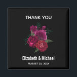 Elegant Magenta Rose Floral Bouquet Wedding Magnet<br><div class="desc">A favour magnet with a beautiful image of a bouquet of magenta and pink flowers. Black background.</div>