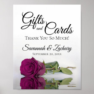 Elegant Magenta Rose Gifts & Cards Wedding Sign