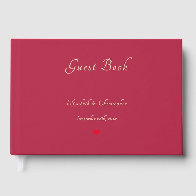 Elegant Magenta Rose Gold Weddings Anniversary Guest Book (Front)