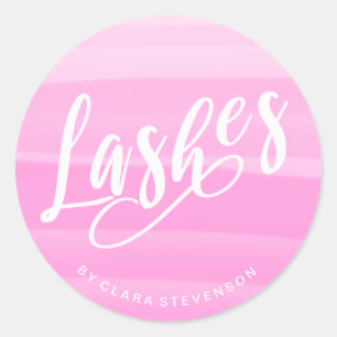 Elegant magenta watercolor brushstrokes lashes classic round sticker