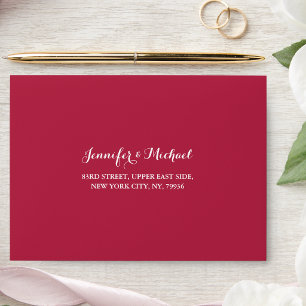 Elegant Magenta Wedding Party RSVP Return Address Envelope