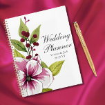 Elegant Magenta White Florals and Green Botanicals Planner<br><div class="desc">This design was created for the elegant and sophisticated couple who loves bold yet classy details. The florals in this design are luxurious. At the base of the floral arrangements in the front and back are vibrant green eucalyptus leaves holding beautiful large flower or flowers and berries delicately painted in...</div>