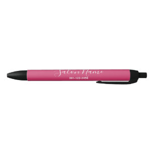 Elegant Magenta with White Script Salon Name Black Ink Pen