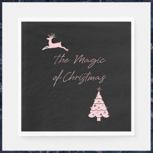 Elegant Magic of Christmas Reindeer and Tree Napkin