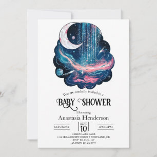 Elegant Magic Stars Baby Shower Invitation