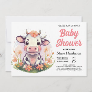 Elegant Magical Barnyard Digital Cow Baby Shower Invitation