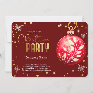 Elegant Magical Christmas Red Ornaments Invitation