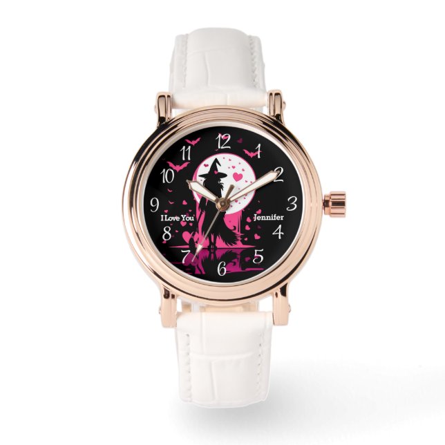 Elegant Magical Gothic Valentine Witch I Love You  Watch (Front)