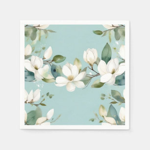 Elegant Magnolia and Greenery Garland Napkin