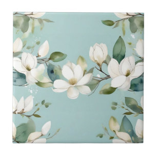 Elegant Magnolia and Greenery Garland Tile