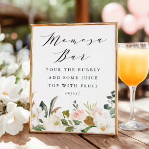 Elegant Magnolia Baby Shower Momosa Bar Sign