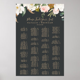 Elegant Magnolia Black Alphabetical Seating Chart