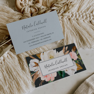 Elegant Magnolia   Black and White Business Card